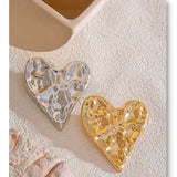 Broche Corazón Arrugado Plata