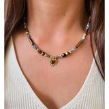 Collar corazón ojo de tigre oro