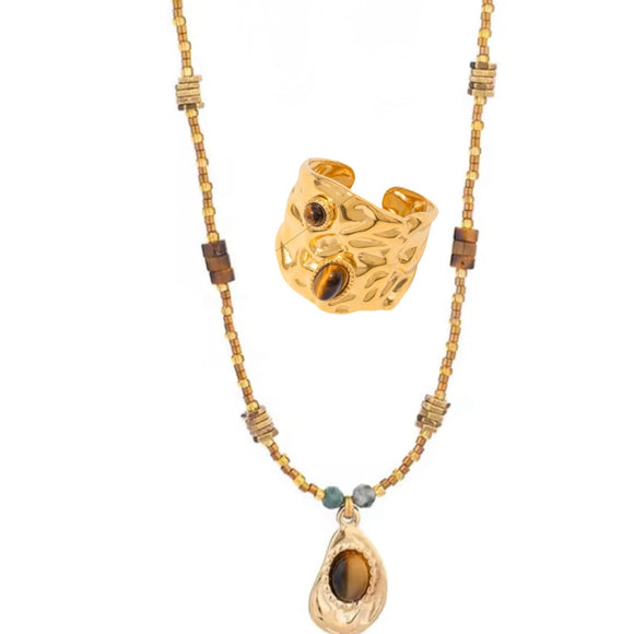 Pack Collar Cuentas Ojo de Tigre