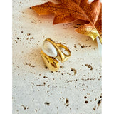 Anillo perla gota oro