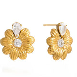 Pendiente Flor Brillo oro
