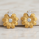 Pendiente Flor Brillo oro