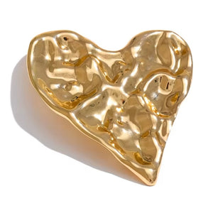 Broche Corazón Arrugado Oro