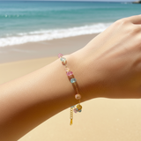 Pulsera mini cristales colores oro