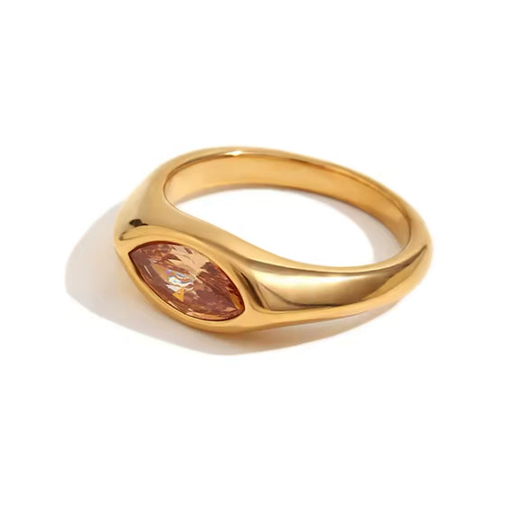 Anillo Circonita Marrón oro