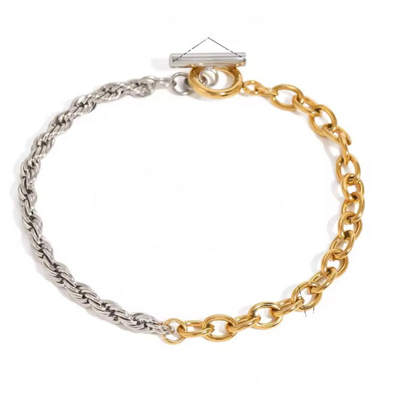 Pulsera eslabon cadena bicolor