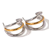 Pendiente triple bicolor