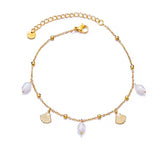 Tobillera/pulsera conchas y perlas oro