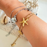 Pulsera Charms Estrella de Mar y Concha oro