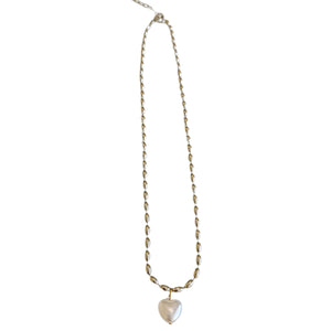 Collar Corazón Perla Plata