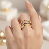 Anillo triple irregular bicolor