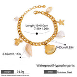 Pulsera gruesa charms marinos oro