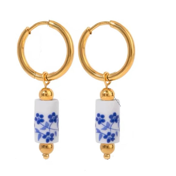 Pendientes Charms Ceramica oro