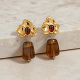 Pendiente Flor Ambar oro