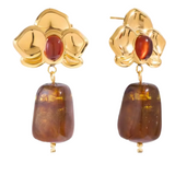 Pendiente Flor Ambar oro