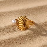 Anillo concha perla oro