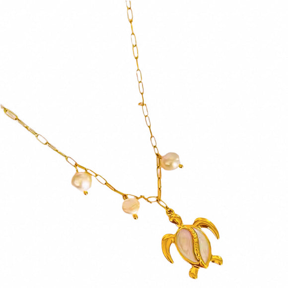 Collar Tortuga Perlas oro