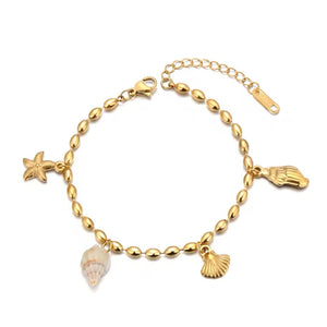 Pulsera Charms Marinos Concha oro