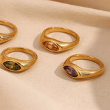 Anillo Circonita Verde oro