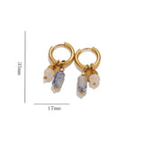 Pendientes Charms sodalita y cuarzo oro