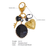 Charm bolso negro oro