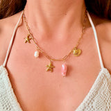 Collar Charms Pez Rosa oro