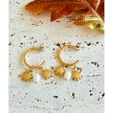 Pendientes Soles Perla oro