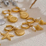 Pendiente Charms Caracola y Perlas plata