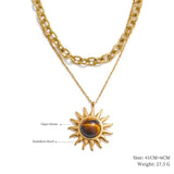 Collar doble sol ojo de tigre oro