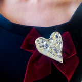 Broche Corazón Arrugado Plata