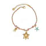 Pulsera cordón tortuga oro