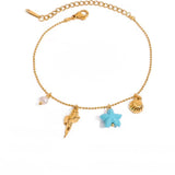 Pulsera/tobillera estrella azul oro