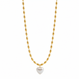 Collar Corazón Perla  Oro