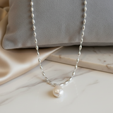 Collar Corazón Perla Plata