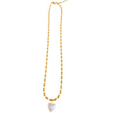 Collar Corazón Perla Oro