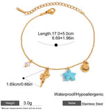 Pulsera/tobillera estrella azul oro