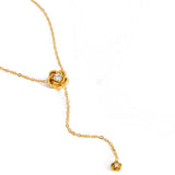 Collar Largo Rosa Brillo oro