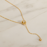 Collar Largo Rosa Brillo oro
