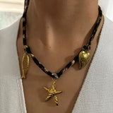 Collar Cordón Print Charms Estrella oro