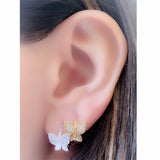 Pendientes mariposa brillos plata