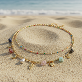 Collar doble Charms caballito de mar oro