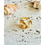 Anillo Estrella de Mar Rosa Transparente oro