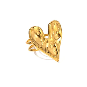 Anillo Corazón Arrugado Oro