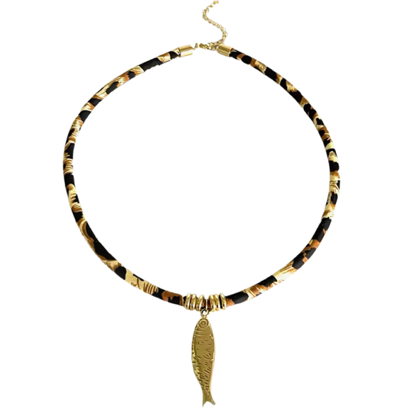 Collar Cordón Print Pez oro