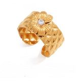 Anillo Flor Brillo oro
