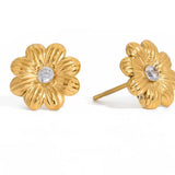 Pendiente Mini Flor Brillo oro