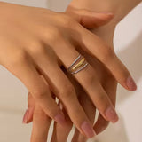 Anillo triple bicolor