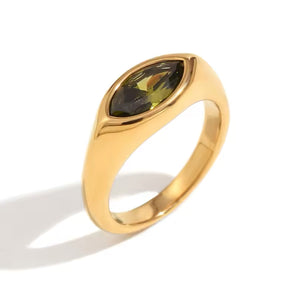 Anillo Circonita Verde oro