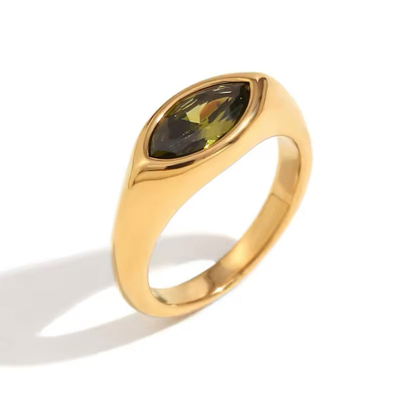 Anillo Circonita Verde oro