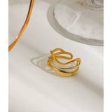 Anillo triple irregular bicolor